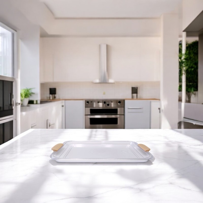 Transparentes rechteckiges Tablett mit Griff - Groß