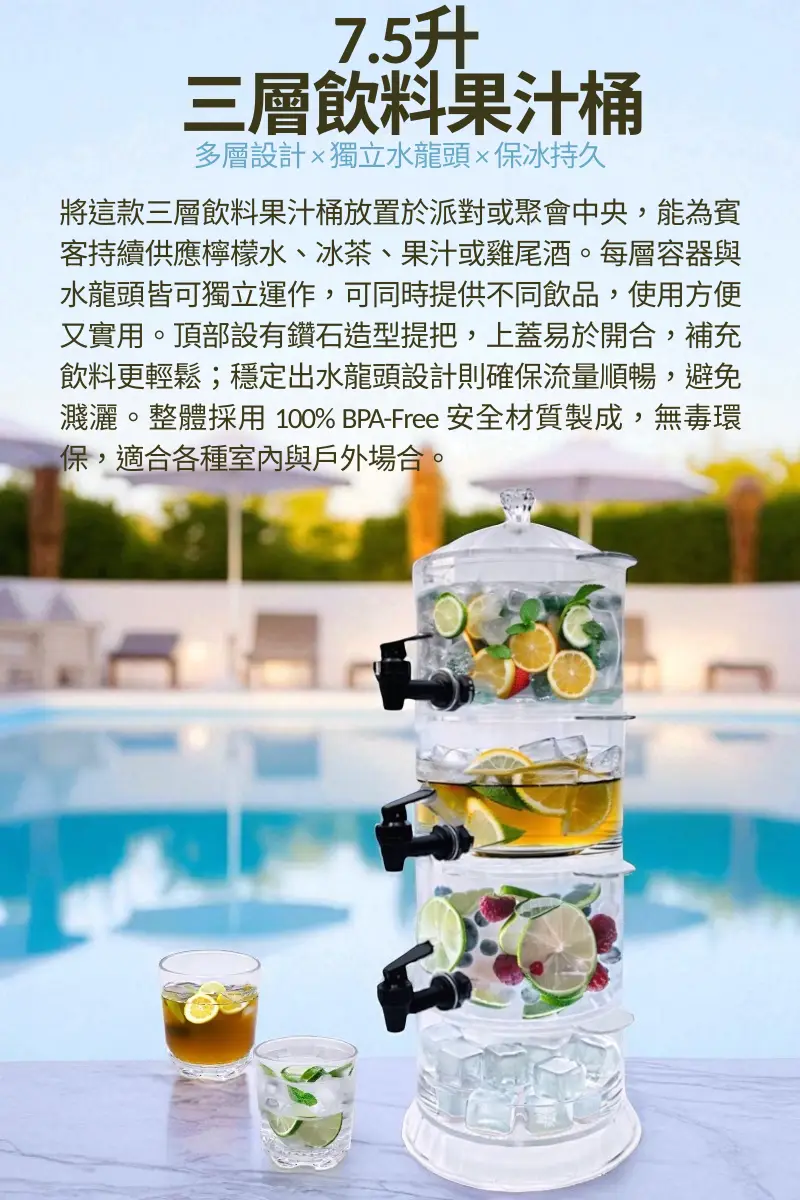 三層壓克力飲料桶說明