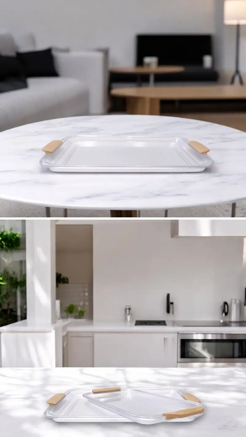 Transparent Rectangular Tray with Handle-Small