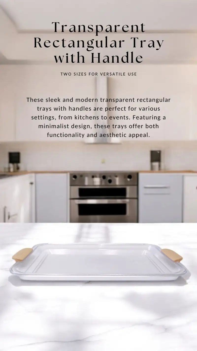 Transparent Rectangular Tray with Handle-Large