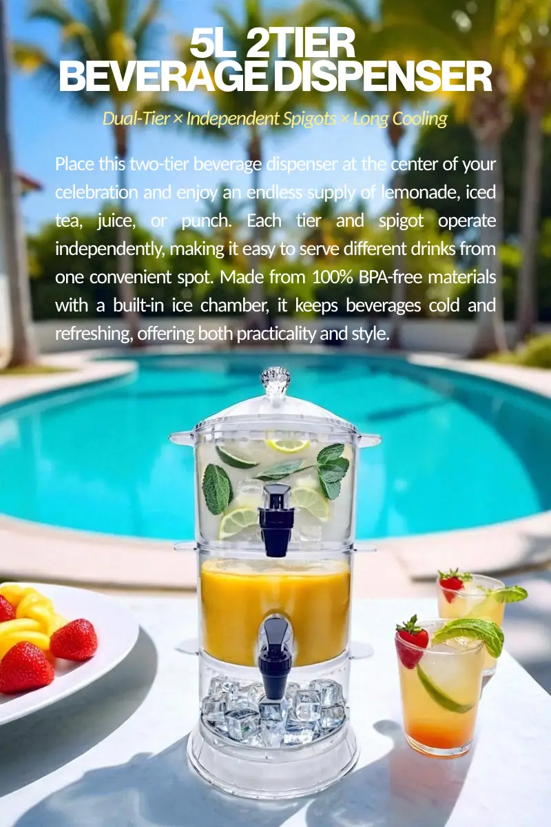 2 Tier Beverage Dispenser with Ice Slot