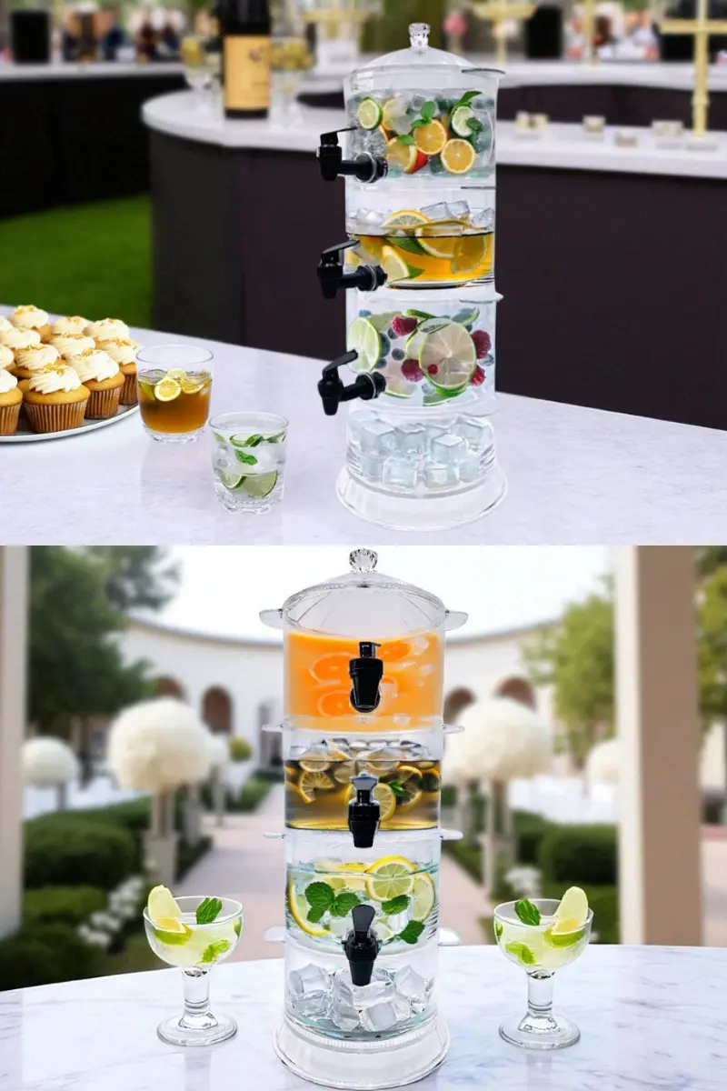 3 Tier Beverage Dispenser with Ice Slot