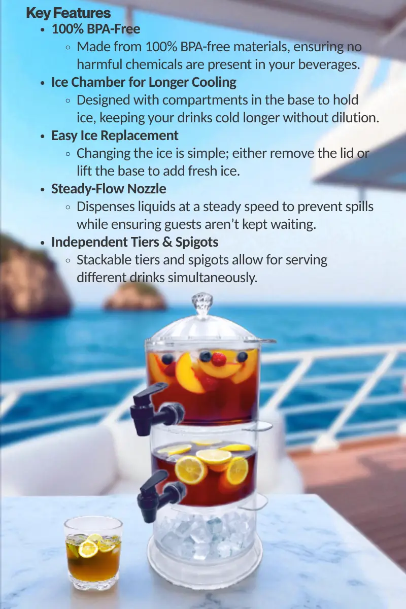 2 Tier Beverage Dispenser with Ice Slot