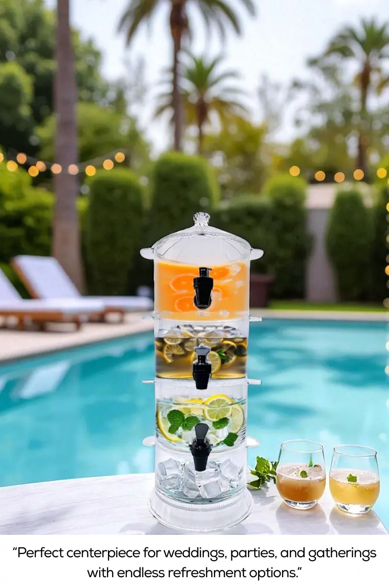 3 Tier Beverage Dispenser with Ice Slot